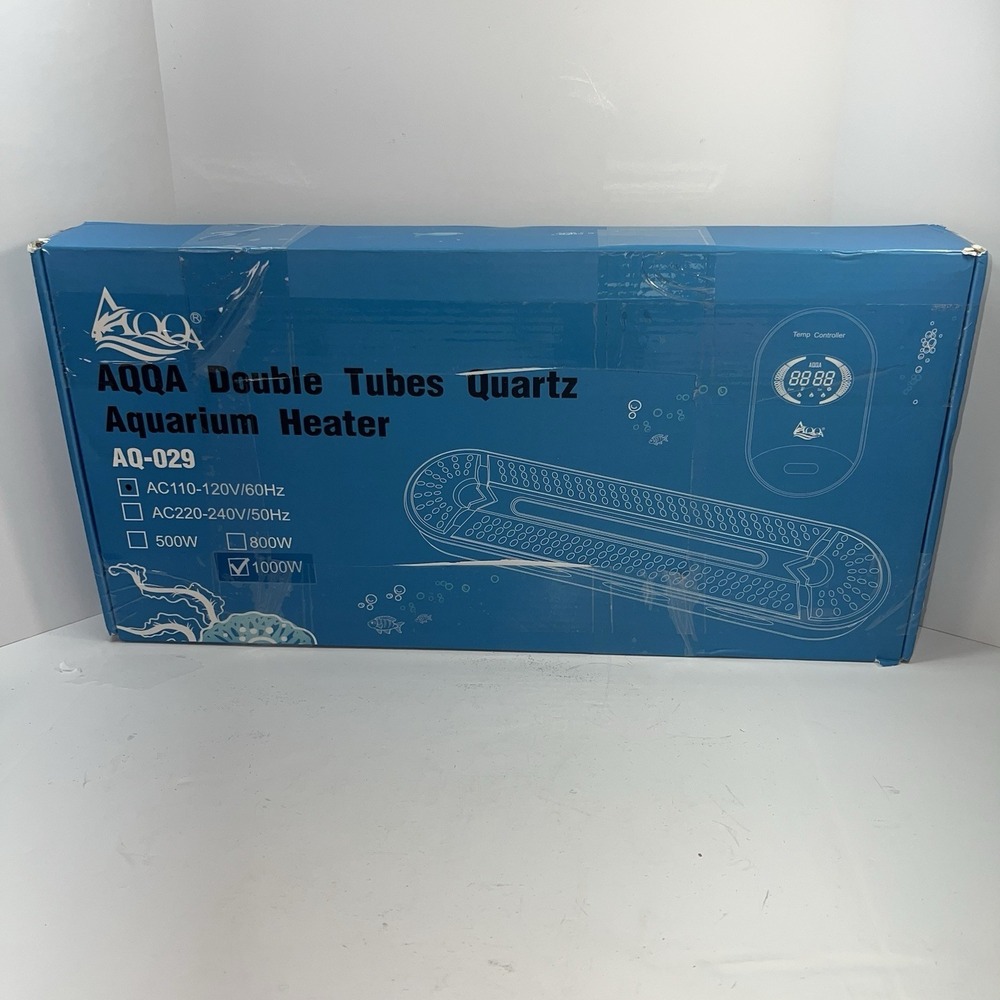 AQQA Double Tube Quartz Aquarium Heater 1000W Blue AQ-029 Digital LCD Control